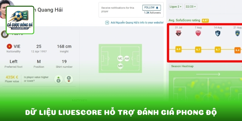 Dữ liệu livescore hỗ trợ đánh giá phong độ và xu hướng thi đấu